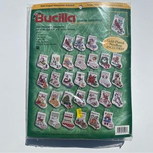 Bucilla counted cross stitch kit 84293 Tiny Stockings Ornaments makes 30…